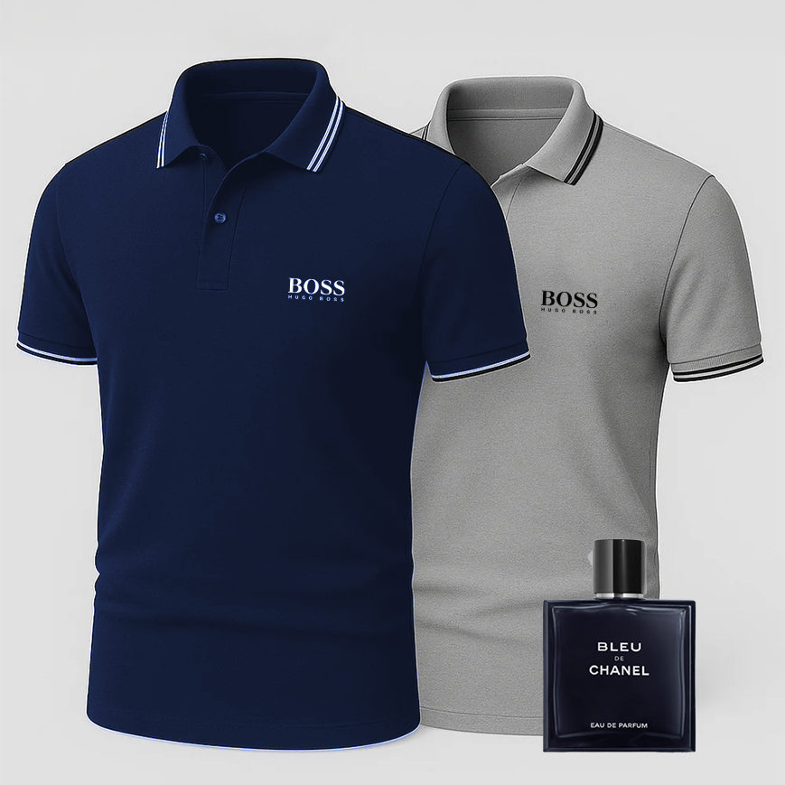 [BUY 1 GET 2] Premiere Polo Shirt Kit – 2 Premium Polos + Free Luxury Fragrance