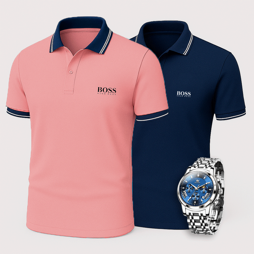[Buy 2 Pay 1] 2-Pack Premiere Polo Shirts + Exclusive Watch